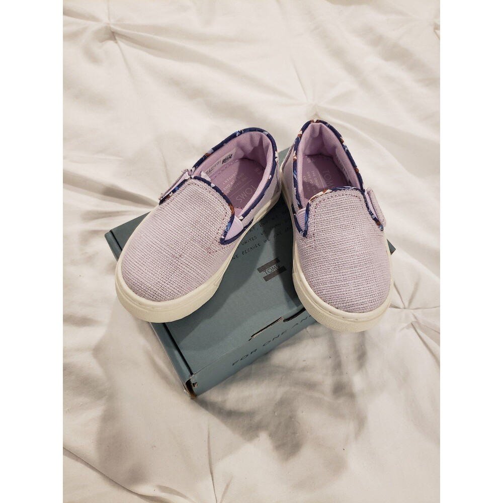 NWT TOMS Luca Lavender Heritage Canvas Toddler Shoes Tiny 6